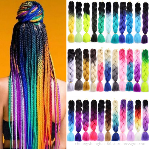 Wholesale Best Selling pre stretched synthetic braid extensions two three tones xpression for braids jumbo ombre braiding hair
